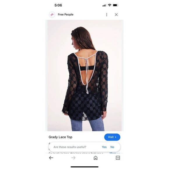 Free People Olivia Grady Lace top Medium Black Sheer Mesh Cyber Boho Swim NEW - Picture 3 of 13